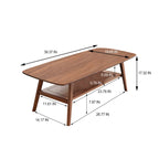 Table basse en chêne massif avec étagère de rangement inférieure | Conception à 2 niveaux | Finition non toxique | Salon