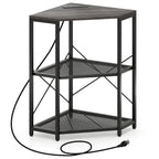 Support d'imprimante d'angle avec station de charge | 3 niveaux réglables | Cadre métallique | 2 prises CA + USB-C | 50x50 cm