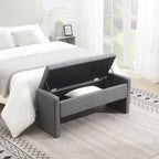 Banc Ottoman de Rangement Rembourré | Tissu Lin | Mousse Haute Densité | 120 cm | Capacité 113 kg