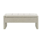 Banc Ottoman de Rangement Rembourré | Tissu Lin | Mousse Haute Densité | 120 cm | Capacité 113 kg