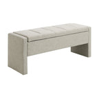 Banc Ottoman de Rangement Rembourré | Tissu Lin | Mousse Haute Densité | 120 cm | Capacité 113 kg