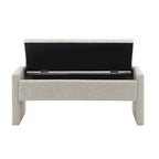 Banc Ottoman de Rangement Rembourré | Tissu Lin | Mousse Haute Densité | 120 cm | Capacité 113 kg