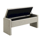 Banc Ottoman de Rangement Rembourré | Tissu Lin | Mousse Haute Densité | 120 cm | Capacité 113 kg