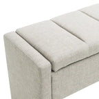 Banc Ottoman de Rangement Rembourré | Tissu Lin | Mousse Haute Densité | 120 cm | Capacité 113 kg
