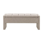 Banc Ottoman de Rangement Rembourré | Tissu Lin | Mousse Haute Densité | 120 cm | Capacité 113 kg