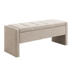 Banc Ottoman de Rangement Rembourré | Tissu Lin | Mousse Haute Densité | 120 cm | Capacité 113 kg