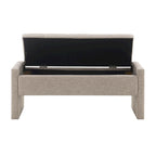 Banc Ottoman de Rangement Rembourré | Tissu Lin | Mousse Haute Densité | 120 cm | Capacité 113 kg