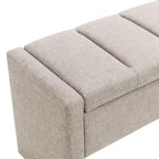 Banc Ottoman de Rangement Rembourré | Tissu Lin | Mousse Haute Densité | 120 cm | Capacité 113 kg