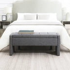 Banc Ottoman de Rangement Rembourré | Tissu Lin | Mousse Haute Densité | 120 cm | Capacité 113 kg