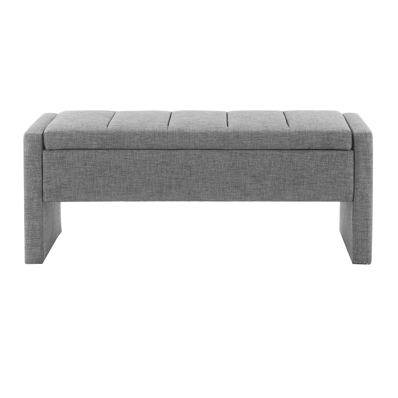 Banc Ottoman de Rangement Rembourré | Tissu Lin | Mousse Haute Densité | 120 cm | Capacité 113 kg