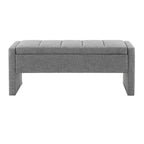 Banc Ottoman de Rangement Rembourré | Tissu Lin | Mousse Haute Densité | 120 cm | Capacité 113 kg