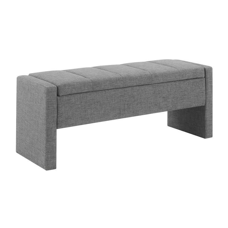 Banc Ottoman de Rangement Rembourré | Tissu Lin | Mousse Haute Densité | 120 cm | Capacité 113 kg