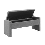 Banc Ottoman de Rangement Rembourré | Tissu Lin | Mousse Haute Densité | 120 cm | Capacité 113 kg