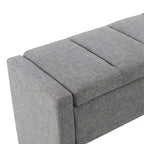 Banc Ottoman de Rangement Rembourré | Tissu Lin | Mousse Haute Densité | 120 cm | Capacité 113 kg