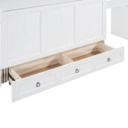 Lit escamotable Queen avec bureau intégré, armoire et tiroir | Chargement USB | Bois de pin et MDF | Gain de place