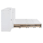 Lit escamotable Queen avec bureau intégré, armoire et tiroir | Chargement USB | Bois de pin et MDF | Gain de place