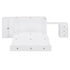 Lit escamotable Queen avec bureau intégré, armoire et tiroir | Chargement USB | Bois de pin et MDF | Gain de place