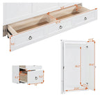 Lit escamotable Queen avec bureau intégré, armoire et tiroir | Chargement USB | Bois de pin et MDF | Gain de place