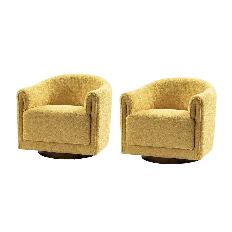 Fauteuil d'appoint pivotant à 360° (lot de 2) | Coussin en mousse épaisse | Base en bois massif | Capacité de 113 kg