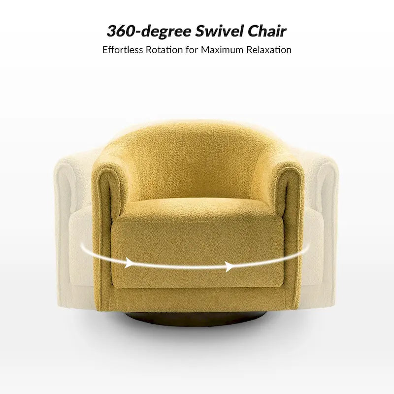 Fauteuil d'appoint pivotant à 360° (lot de 2) | Coussin en mousse épaisse | Base en bois massif | Capacité de 113 kg