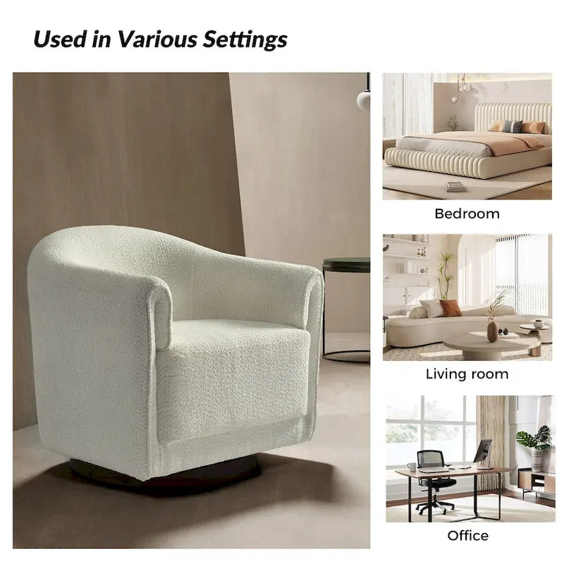 Fauteuil d'appoint pivotant à 360° (lot de 2) | Coussin en mousse épaisse | Base en bois massif | Capacité de 113 kg