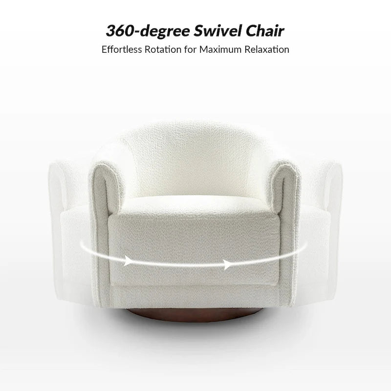 Fauteuil d'appoint pivotant à 360° (lot de 2) | Coussin en mousse épaisse | Base en bois massif | Capacité de 113 kg