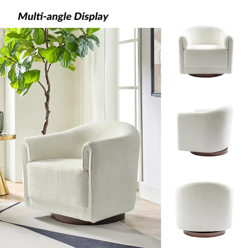 Fauteuil d'appoint pivotant à 360° (lot de 2) | Coussin en mousse épaisse | Base en bois massif | Capacité de 113 kg