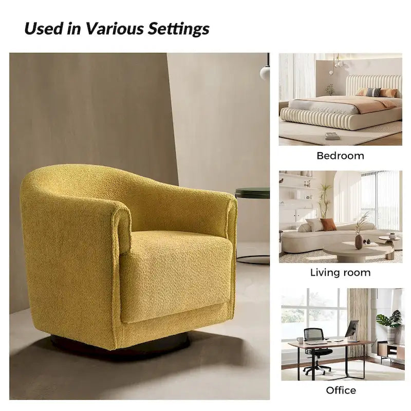 Fauteuil d'appoint pivotant à 360° (lot de 2) | Coussin en mousse épaisse | Base en bois massif | Capacité de 113 kg