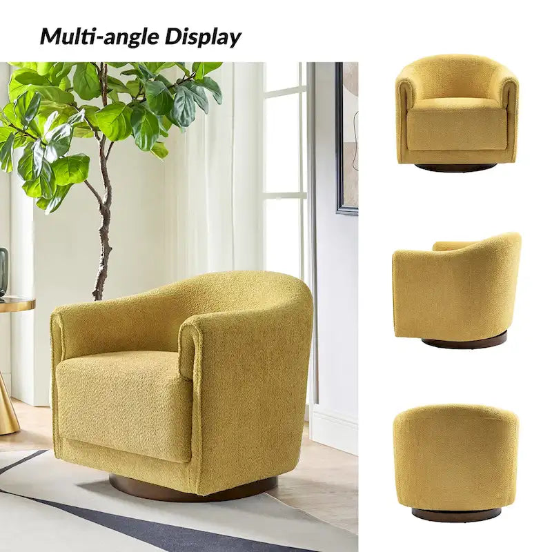 Fauteuil d'appoint pivotant à 360° (lot de 2) | Coussin en mousse épaisse | Base en bois massif | Capacité de 113 kg