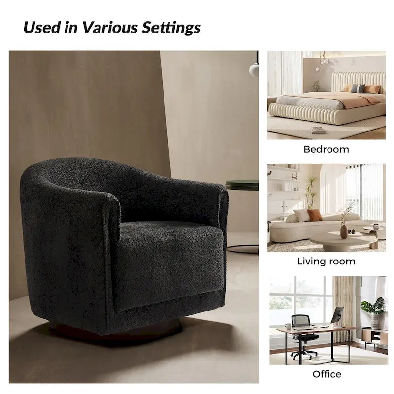 Fauteuil d'appoint pivotant à 360° (lot de 2) | Coussin en mousse épaisse | Base en bois massif | Capacité de 113 kg