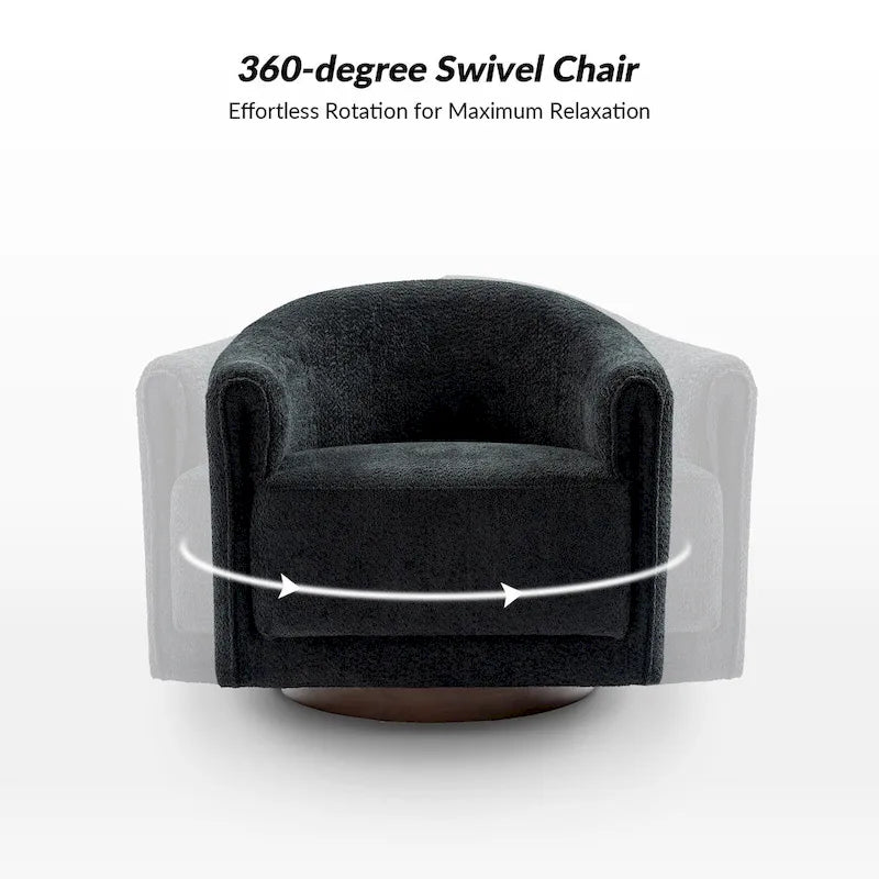 Fauteuil d'appoint pivotant à 360° (lot de 2) | Coussin en mousse épaisse | Base en bois massif | Capacité de 113 kg