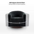 Fauteuil d'appoint pivotant à 360° (lot de 2) | Coussin en mousse épaisse | Base en bois massif | Capacité de 113 kg