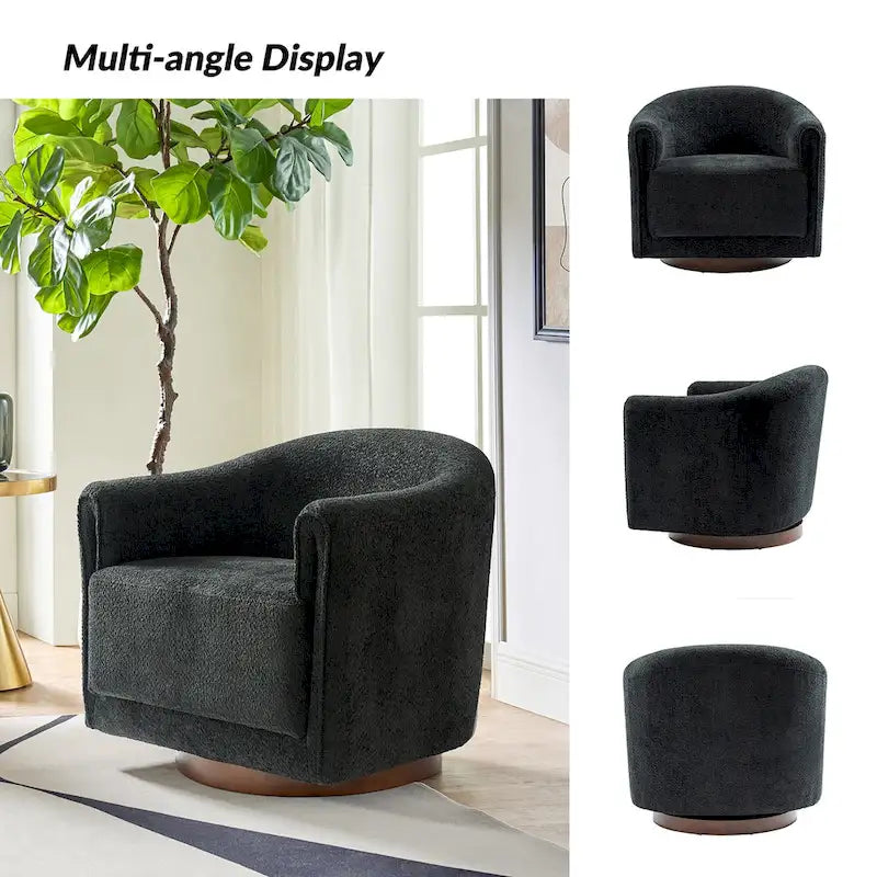 Fauteuil d'appoint pivotant à 360° (lot de 2) | Coussin en mousse épaisse | Base en bois massif | Capacité de 113 kg