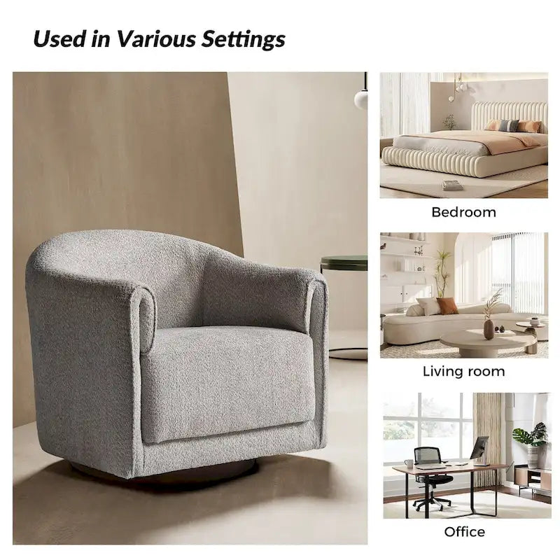 Fauteuil d'appoint pivotant à 360° (lot de 2) | Coussin en mousse épaisse | Base en bois massif | Capacité de 113 kg