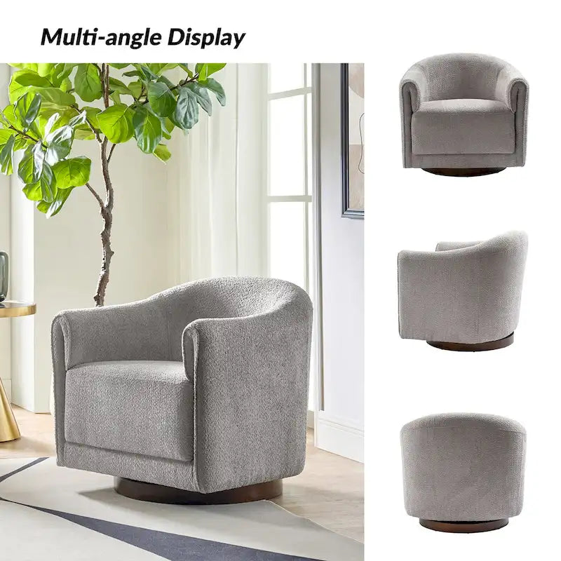 Fauteuil d'appoint pivotant à 360° (lot de 2) | Coussin en mousse épaisse | Base en bois massif | Capacité de 113 kg