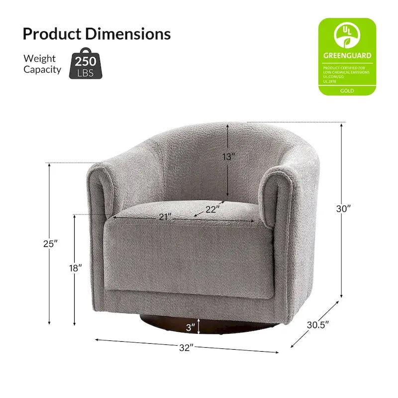 Fauteuil d'appoint pivotant à 360° (lot de 2) | Coussin en mousse épaisse | Base en bois massif | Capacité de 113 kg
