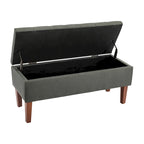 Banc Ottoman de Rangement en Tissu avec Pieds en Bois d'Hévéa | Rangement Caché | Chambre & Entrée