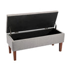 Banc Ottoman de Rangement en Tissu avec Pieds en Bois d'Hévéa | Rangement Caché | Chambre & Entrée