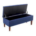 Banc Ottoman de Rangement en Tissu avec Pieds en Bois d'Hévéa | Rangement Caché | Chambre & Entrée