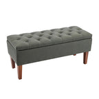 Banc Ottoman de Rangement en Tissu avec Pieds en Bois d'Hévéa | Rangement Caché | Chambre & Entrée
