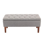 Banc Ottoman de Rangement en Tissu avec Pieds en Bois d'Hévéa | Rangement Caché | Chambre & Entrée
