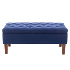 Banc Ottoman de Rangement en Tissu avec Pieds en Bois d'Hévéa | Rangement Caché | Chambre & Entrée
