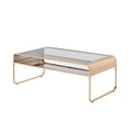 Table basse contemporaine 48" en verre trempé | Étagère inférieure en miroir | Fini métallique | Or ou Argent