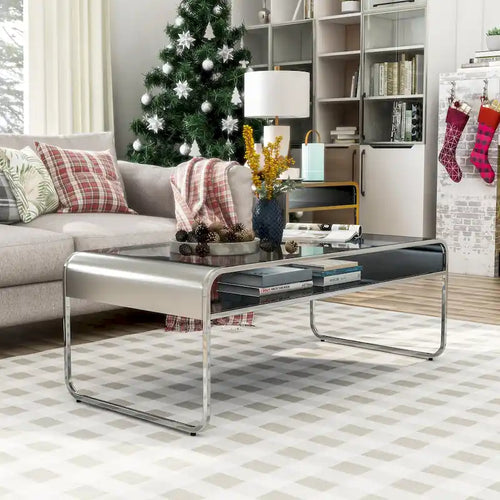 Watler Contemporary 48-inch Glass Top 1-Shelf Coffee Table by Furniture of America