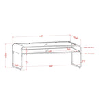 Table basse contemporaine 48" en verre trempé | Étagère inférieure en miroir | Fini métallique | Or ou Argent
