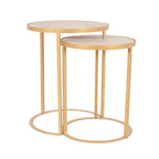 Ensemble de 2 tables d'appoint gigognes en bois de manguier | Style industriel | Piètement en fer noir ou doré | Aucun assemblage requis
