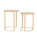 Ensemble de 2 tables d'appoint gigognes en bois de manguier | Style industriel | Piètement en fer noir ou doré | Aucun assemblage requis