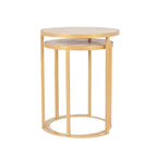 Ensemble de 2 tables d'appoint gigognes en bois de manguier | Style industriel | Piètement en fer noir ou doré | Aucun assemblage requis