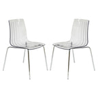 Ralph Acrylic Plastic Dining Chair (Set of 2) Chrome Metal Legs Modern Transparent Accent Side Chair for Dining Room & Kitchen