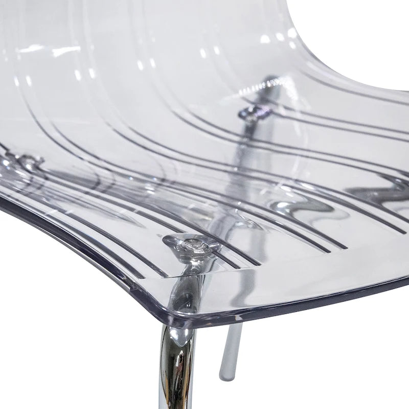 Lot de 2 chaises de salle à manger en acrylique transparent | Pieds chromés | Légères | Faciles à nettoyer | 82,5 cm H